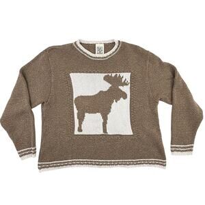 Cotton Country Parkhurst Moose Sweater Women’s L Vintage 90s Cottagecore Knit